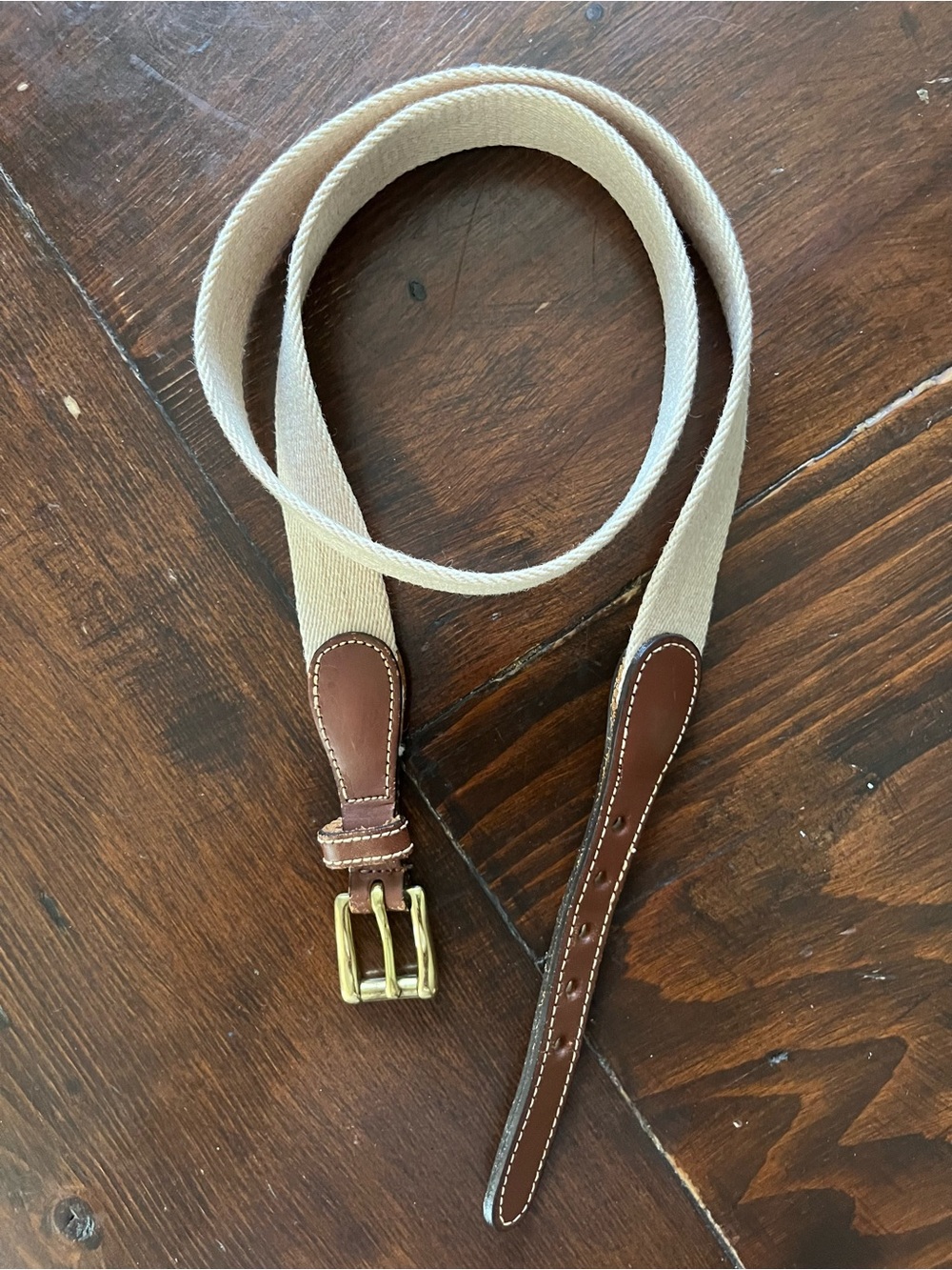 Dooney & Burke Fabric & Leather Women’s Belt Brass Buckle Sz. 34  Classic Summer